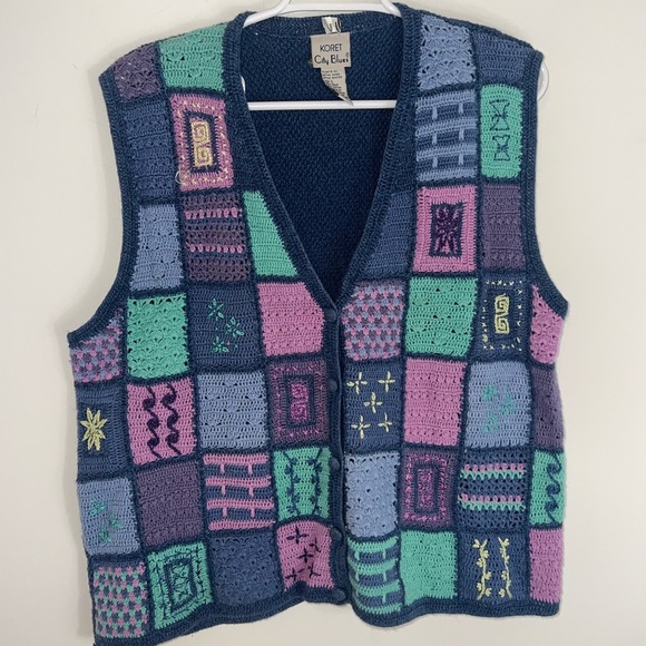 VINTAGE KORET KNIT VEST TOP LARGE - Picture 1 of 12